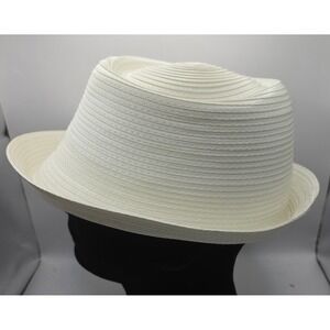 San Diego Hat Co. Ribbon Fedora Womens 7 1/8 White Summer Sun Hat‎